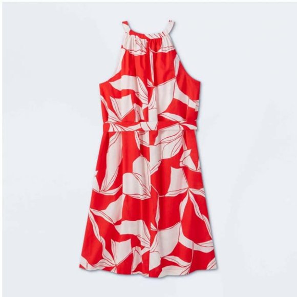NWT new day Red Floral Sundress Sz L Red White - Picture 2 of 4
